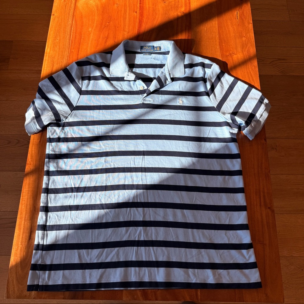 Polo Ralph Lauren Blue Striped Polo Shirt Size XL